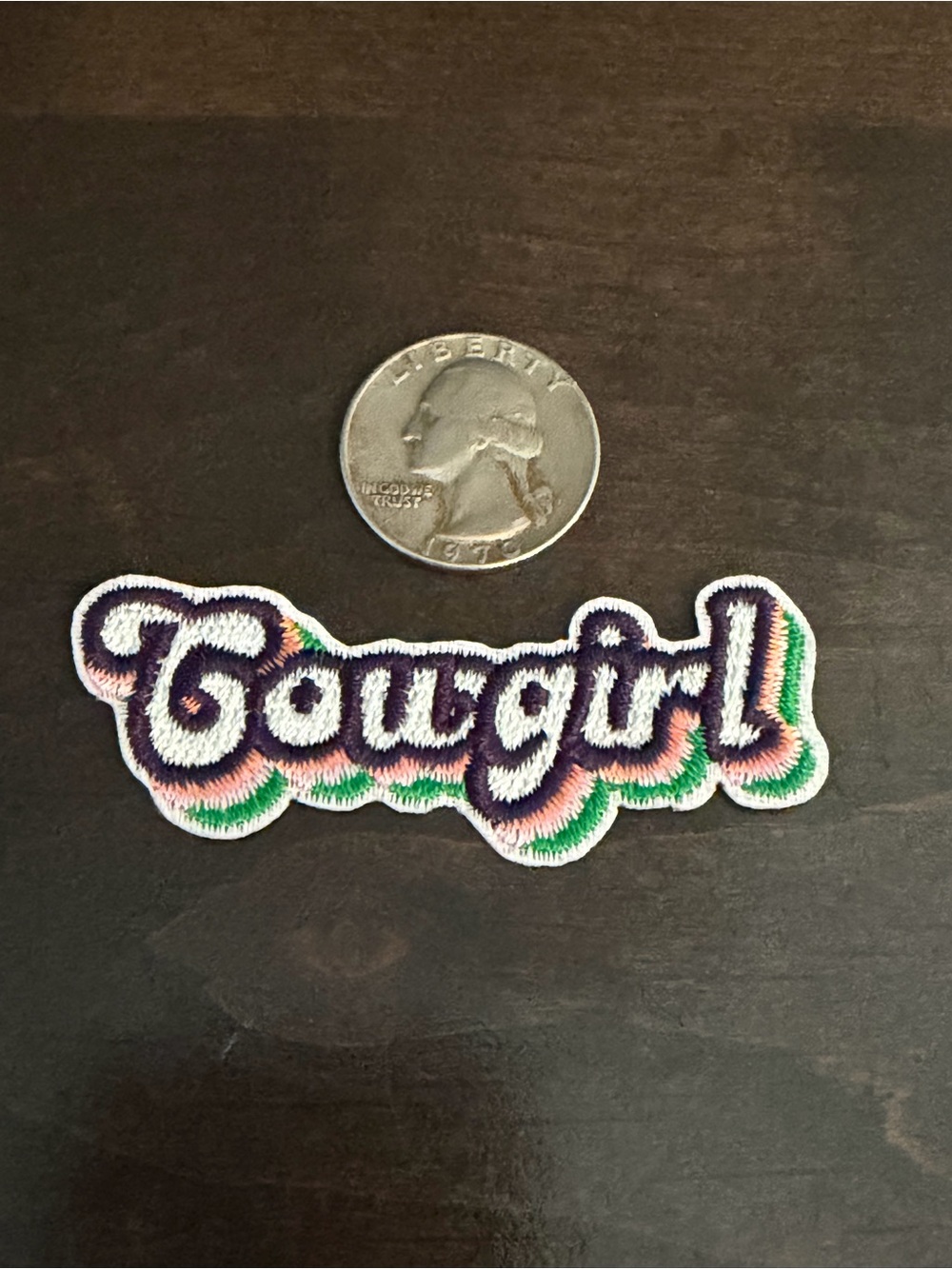 Multicolor 'Cowgirl' Embroidered Patch - Navy, Pink & Green Accent
